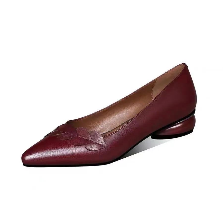 sapatos femininas women classic wine red spring slip on square heel shoes for sexy party lady office work shoes ab665