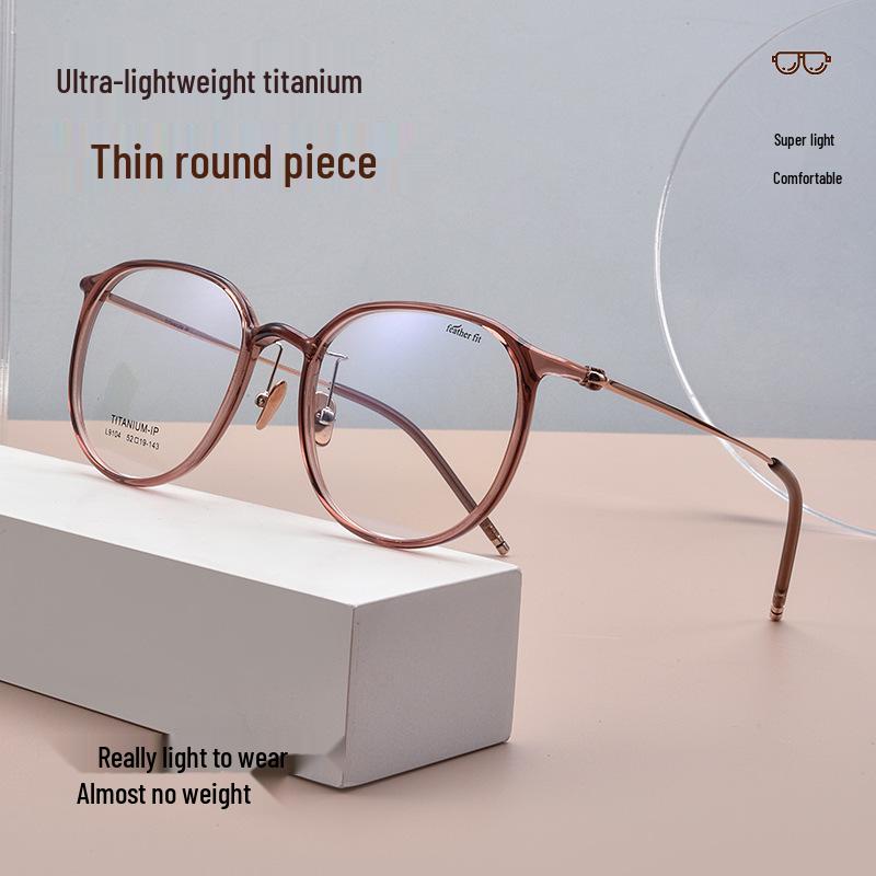Women's Korean-Style Ultralight Full Rim Pure Titanium Eyeglass Frames for Small Face, Model 9104 - Extra Wide Myopia Glasses