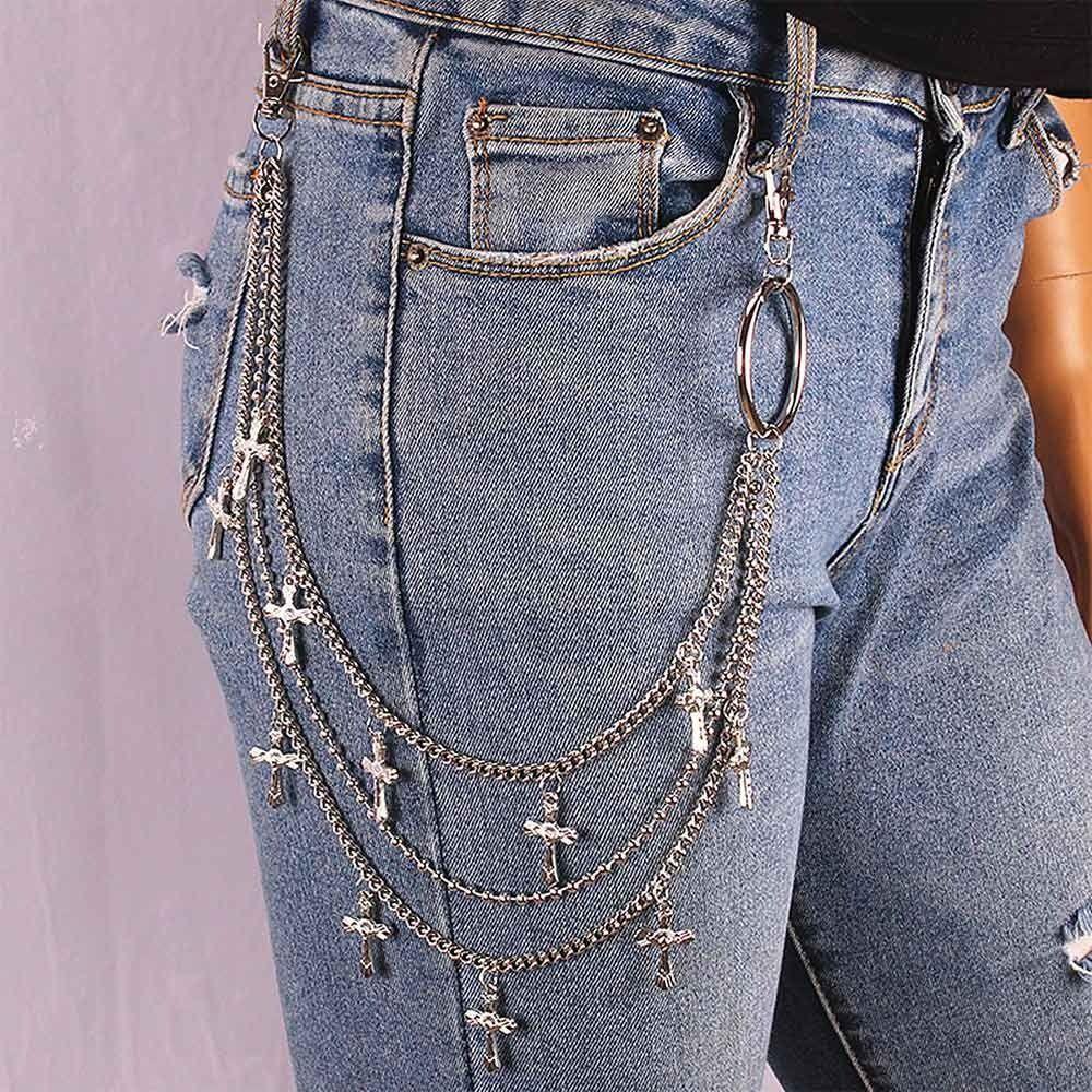 Punk Jeans Pannts Chain Belts Hip-hop Waist Link Hanging Chain Metal Pants Chain  Jeans Trousers