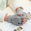 New half-finger covered plush gloves, autumn and winter flip knitted warm thickened bag cover, leaking finger imitation mink