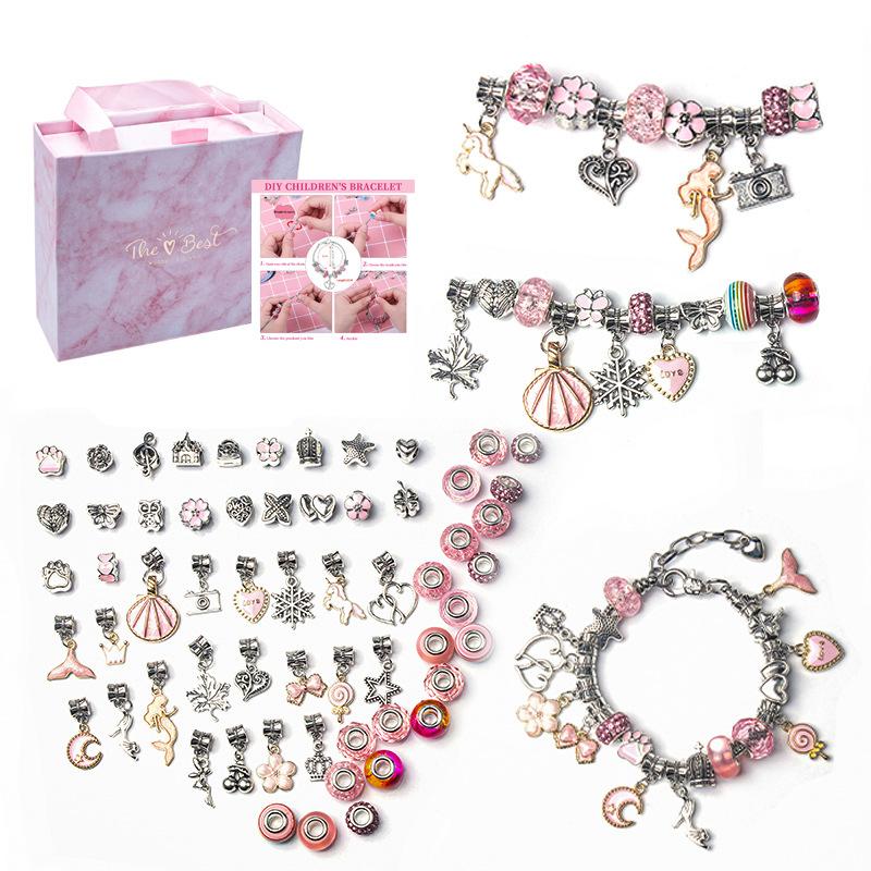 Cartoon Pink Set DIY Handmade Jewelry Children's Bracelet Women's Exquisite Gift Box Bracelet