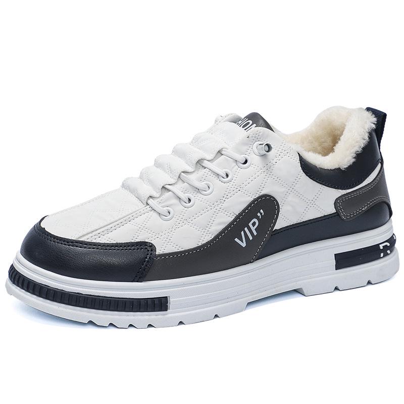 2025 Men's Plus Size Fleece-Lined Winter Work Boots - Warm, Low-Top, Casual, Trendy Sports Cotton Shoes