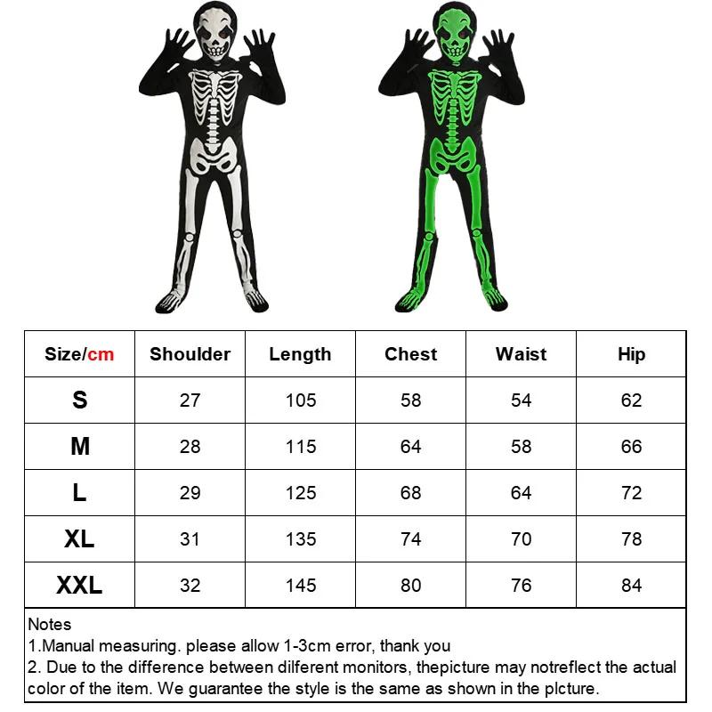 Funny Glow In The Dark Costume Skeleton Zombie Cosplay Jumpsuit for unisex Scary Halloween Carnival Party Bodysuit Cos