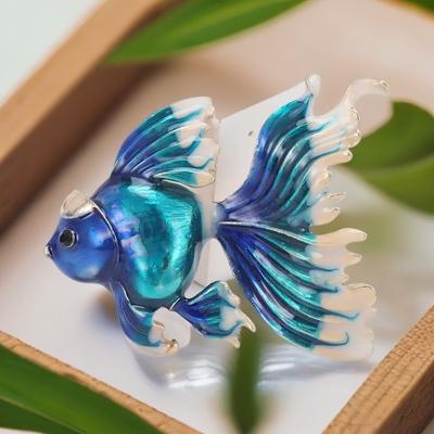 Broche Tridimensional de Peixe Dourado com Gotejamento de Óleo em Liga, Acessórios para Roupas