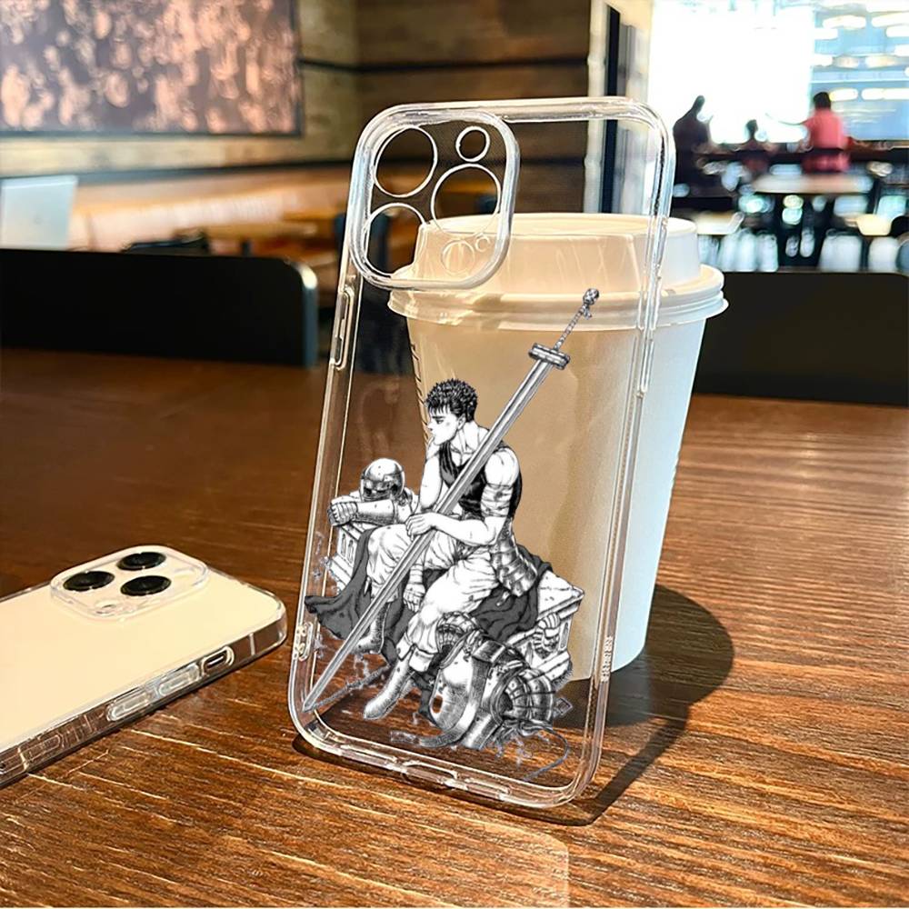 CUSTODIA TELEFONO ANIME GIAPPONESE B-Berserk Cool Per iPhone17,16,15,14,13,12,11 Plus,Pro Max Cover Trasparente Morbida