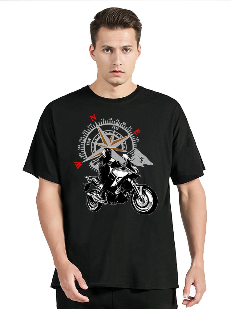 Mountain Motorcycle And Compass Graphic Tshirt Funny Tripunisex Clothing Fashion Harajuku T-shirt Loose Tops Motorcycle T Shirt