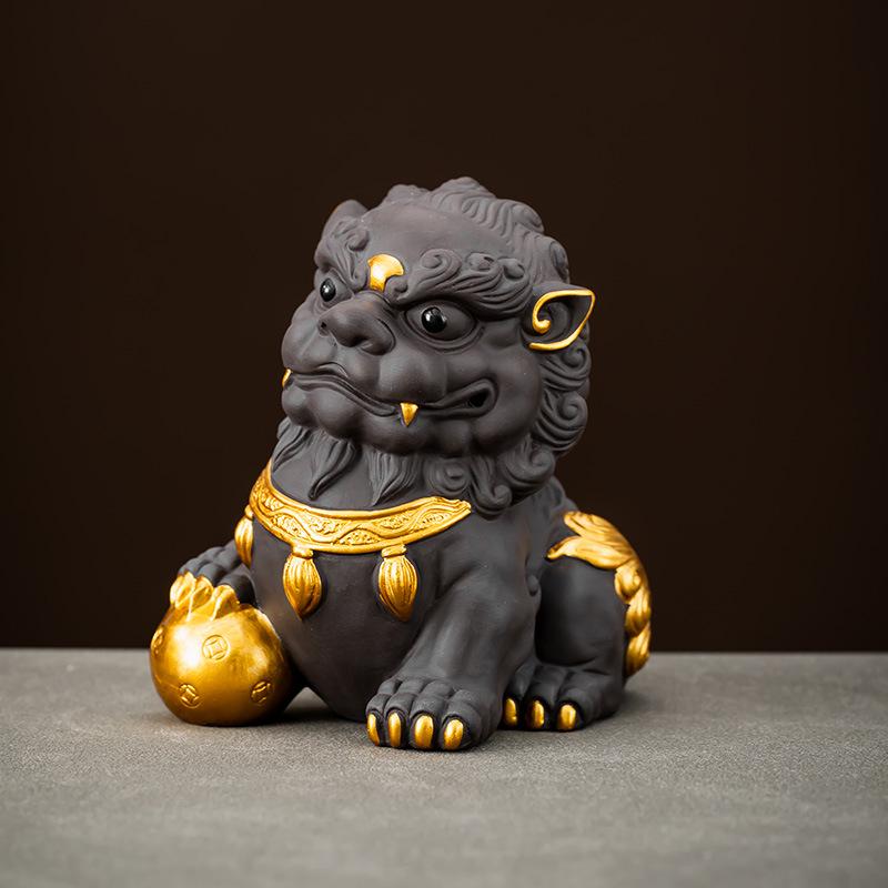 Purple Clay Pixiu Tea Pet for Kung Fu Tea Set, Desktop Decoration