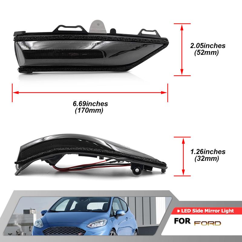 

Дымовые последовательные светодиодные указатели поворота бокового зеркала для Ford Fiesta ST Line MK8 2018 Fiesta MK8 2019 2020 P-uma 2020 дым