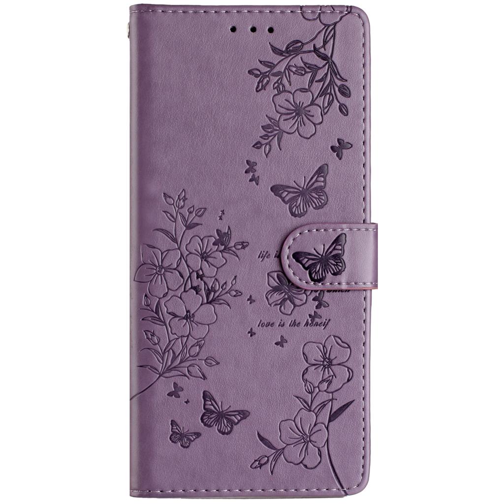 For Motorola Moto G45 5G/G34 5G Stand Case Butterfly Floral Imprint Leather Wallet Phone Cover