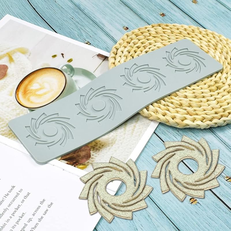 Geometric Pattern Mold, 3D Hollow Spiral Mold Silicone Fondant Candle Mold for Cake Cupcake Food Decorations (F_12x3.28x0.08inch)