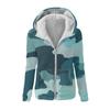 Women's Winter Camouflage Print Casual Fashion Plush Hooded Zipper Sweater Jacket