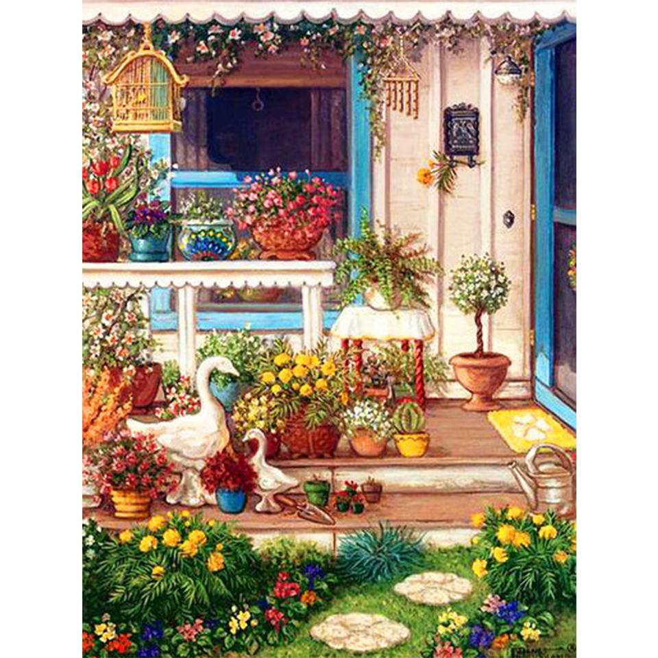 5D DIY Full Round Diamond Painting Flower Diamond Embroidery Landscape Picture Cross Stitch Rhinestone Mosaic Home Decoration