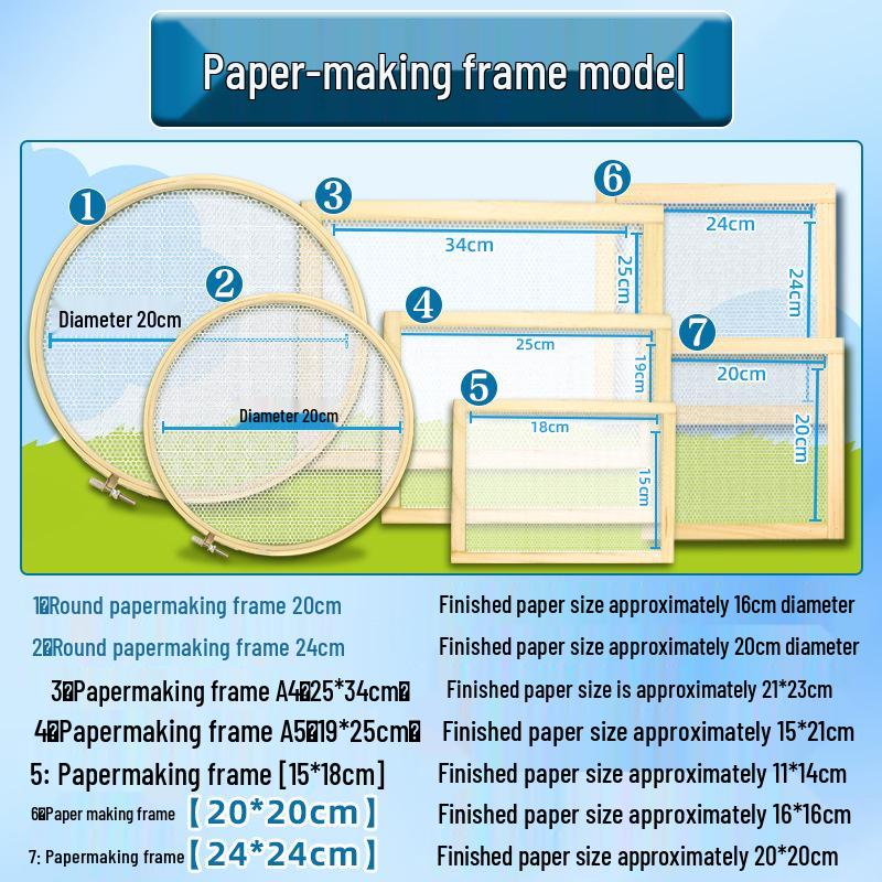 DIY Ancient Papermaking Kit for Kids: Educational Flower & Plant Pulp with Wooden Frame Screen Tools