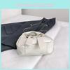 Solid Color Bow Shoulder Bag With Zipper Closure For Daily Use In Trendy Street Style