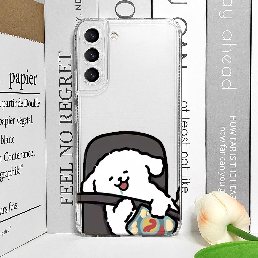 Cartoon Motorcycle Dogs Couple Phone Case for Samsung Galaxy S21 S22 S23 S24 S25 Ultra Plus FE Clear Covers Paired Lovers Fundas