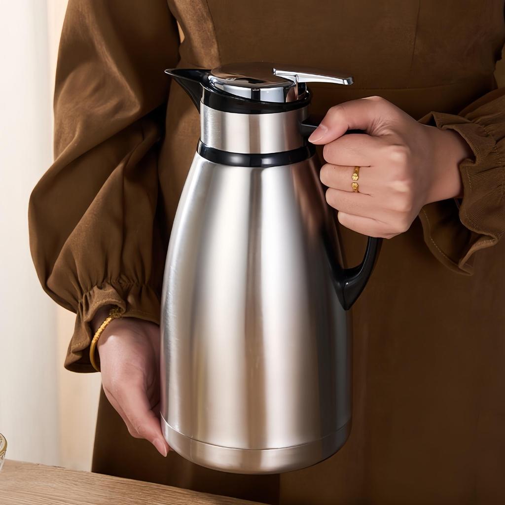 Stainless Steel Double-Layer Vacuum Insulated Thermos Kettle - Large Capacity Hot Water Bottle for Home Use