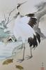 Shochikubai Crane Turtle Hanging Scroll by Ono Yoshu, Pine Bamboo Plum Auspicious Kakejiku, Japanese Wall Art, Shaku-san Size 44.5 X 164 Cm