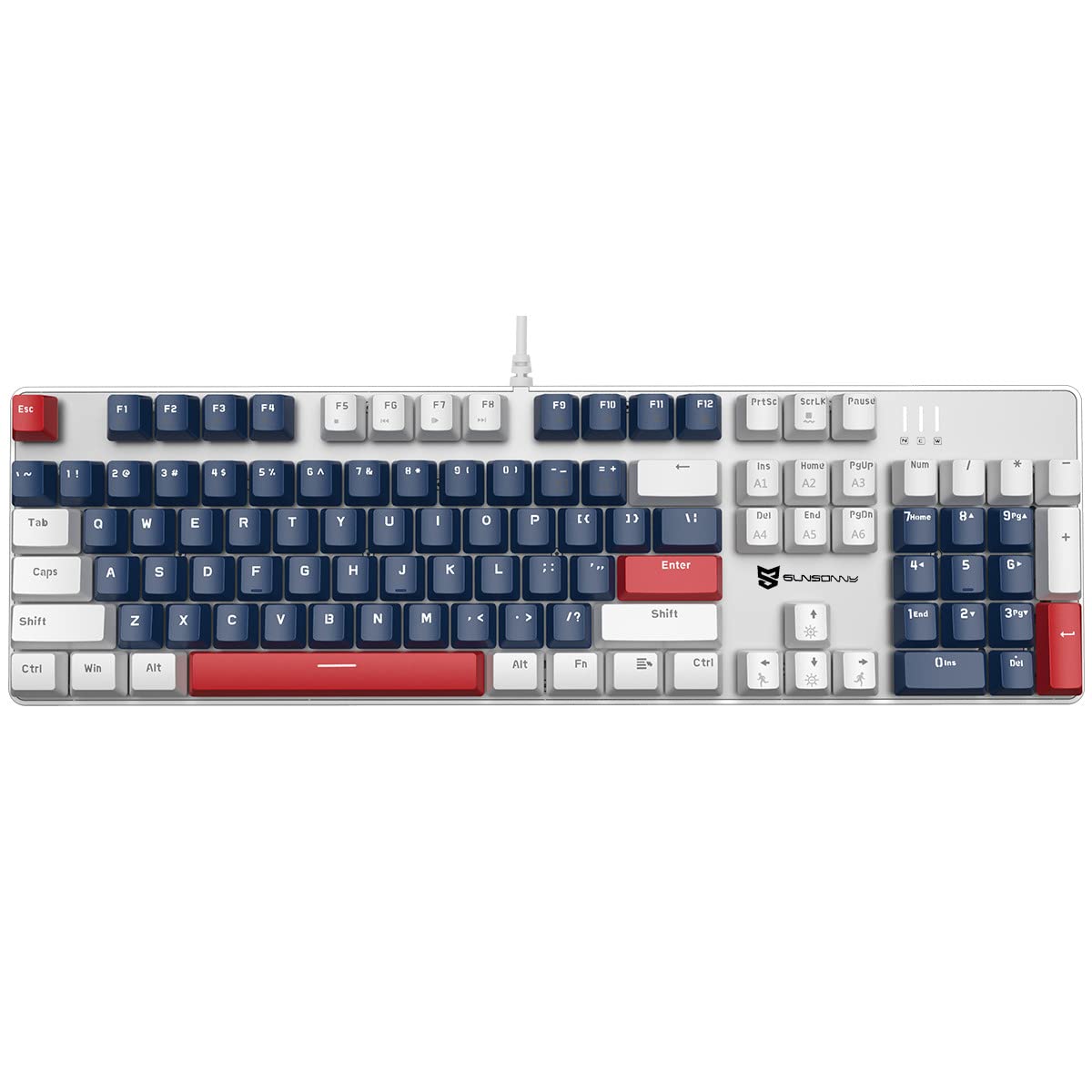 

Merdia Mechanical Gaming Keyboard All 104 Keyboards Wired USB Wired Keyboard with LED Backlight Axis Blue White (Red - Red)