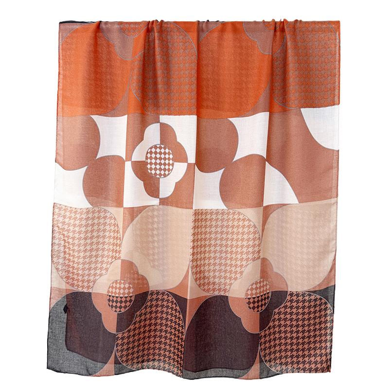 Women's Trendy Fashion Premium Temperament Shawl High Value Design Geometric Printed Silk Scarf