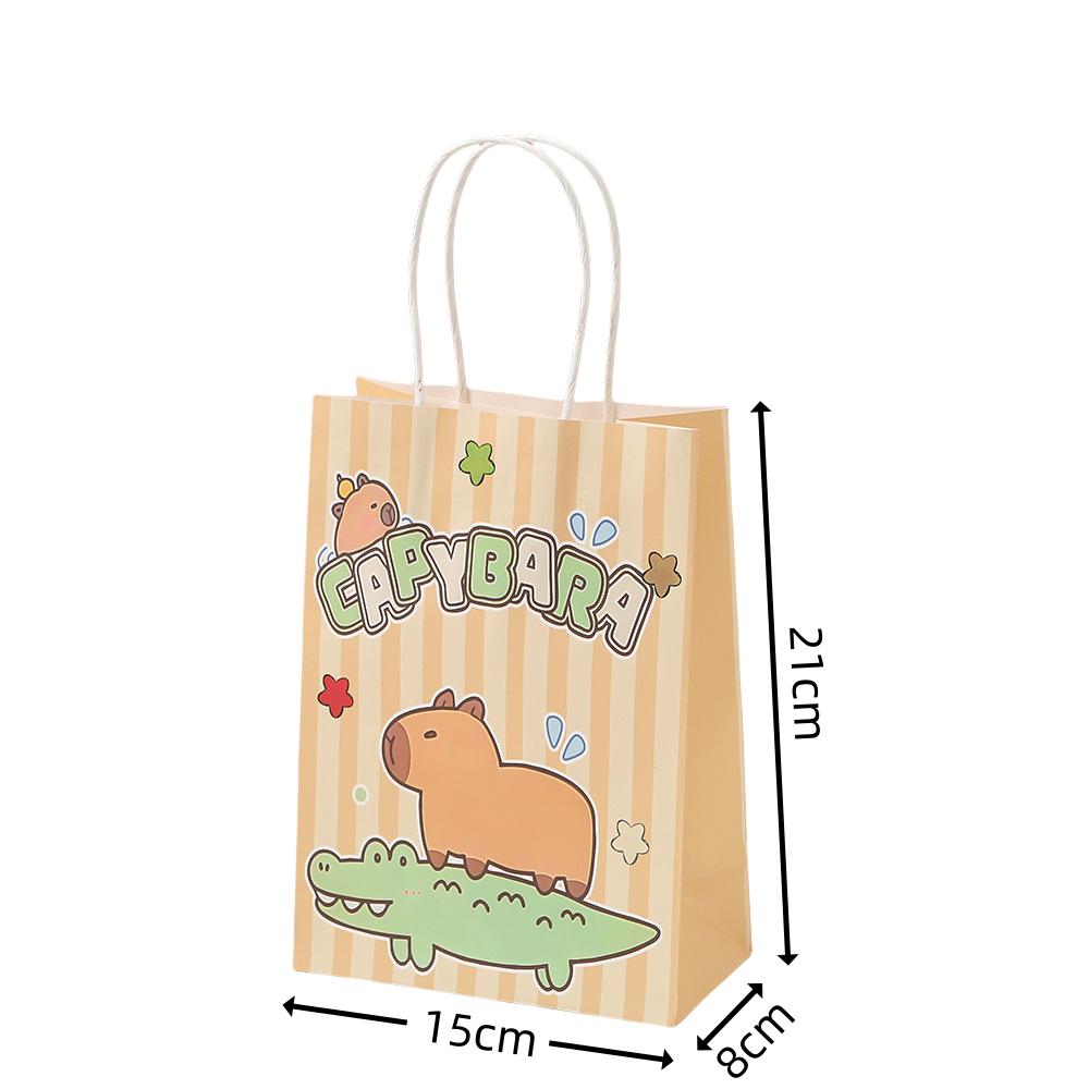 StoBag capybara cartoon kraft gift wrapping bags for sweets reusable cute kids birthday party favor tote animal theme packaging