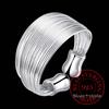 2020 100% 925 Sterling Silver Open Ring INS Minimalist Multi-layer Weaving Lines Finger Ring For Women Statement Adjustable Ring