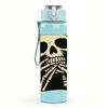 1PC Monochrome Skeleton Bust 750ml Color Plastic Sports Water Bottle Leakproof Flip Straw Lid For Sports Office Home Use