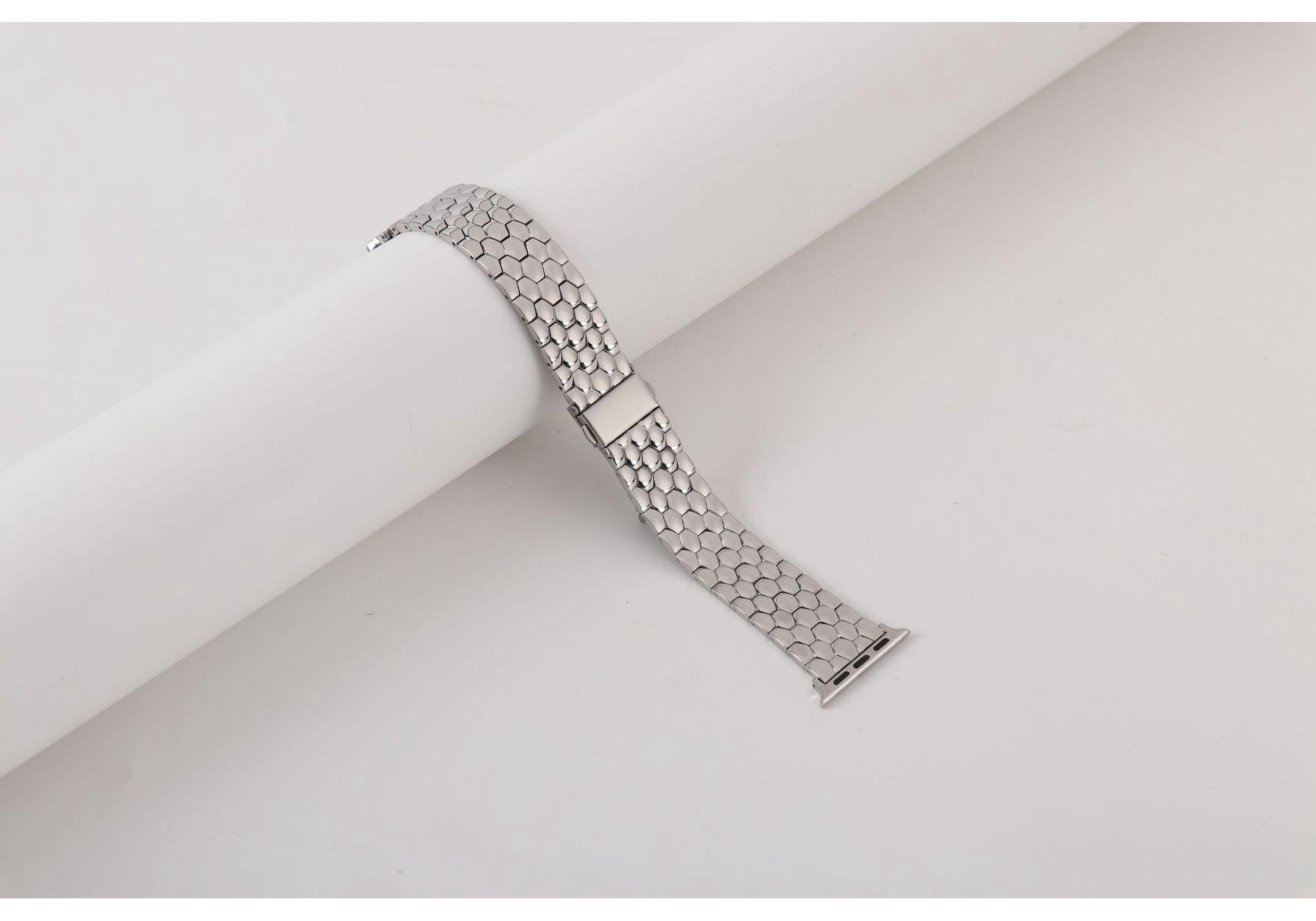 Compatible with Apple Watch: Rhombus Low-Pressure Five-Bead Men s Patchwork Style for iWatch 7/8/10. 42/44/45/46/49 mm серебряный