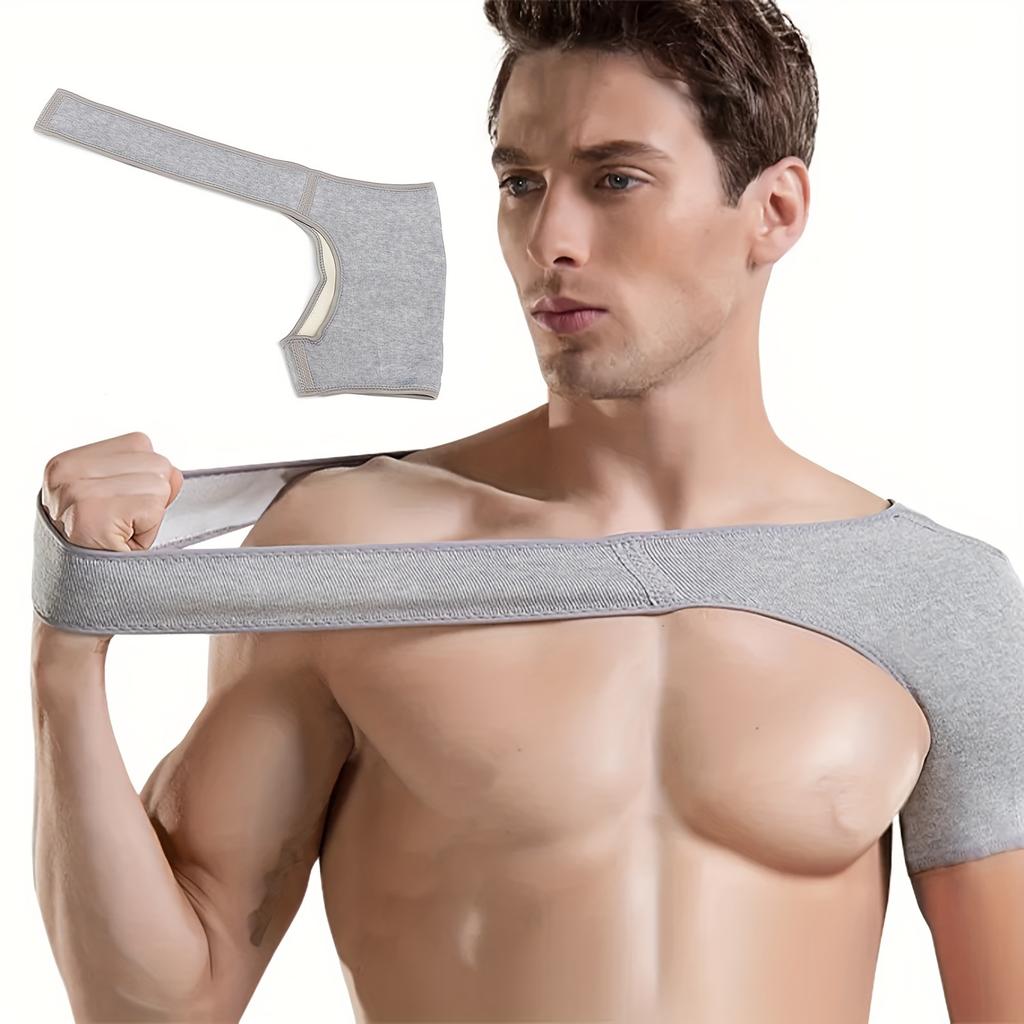 Adjustable Shoulder Brace, Neoprene Single Shoulder Back Support, Bamboo Charcoal Fiber Elastic Compression Wrap for Men and Wom