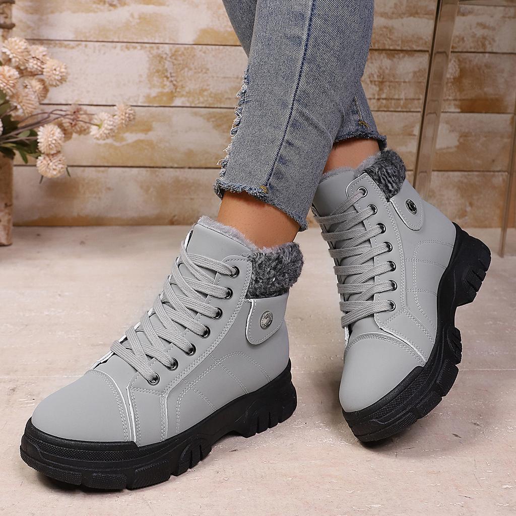 Fashion Fashion Cotton Boots Winter New Round Toe Platform Anti-Slip Wear-Resistant Booties  Style Fleece Thickened Warm Cotton Shoes
