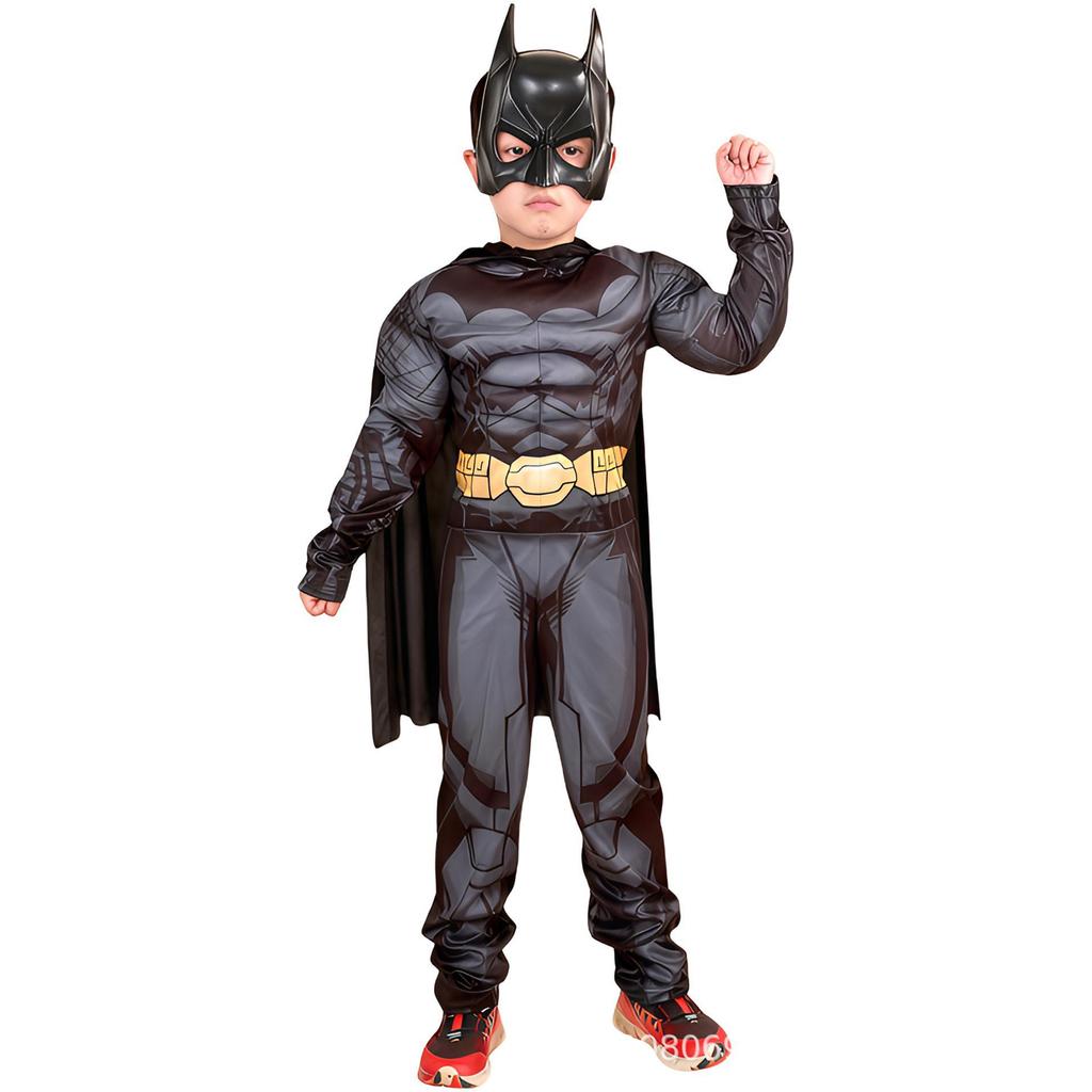 Kids' Black Batman Muscle Costume for Halloween Cosplay