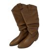 2025 autumn and winter new round head thick heel niche fashion boots Korean version temperament boots but knee