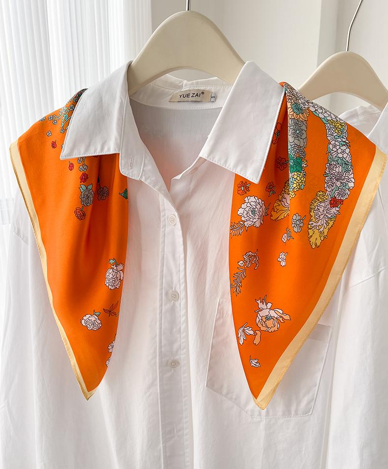 Women 100 Percent Mulberry Silk Multifunctional Square Neck Scarf For Spring Summer