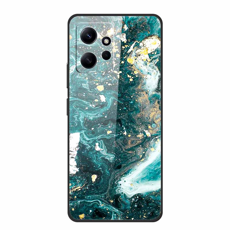 Marble For Redmi Note 12 4G Glass Case Tempered Back Cover Hard Cases For Xiaomi Redmi Note12 4G Protective Shell Colorful Capa