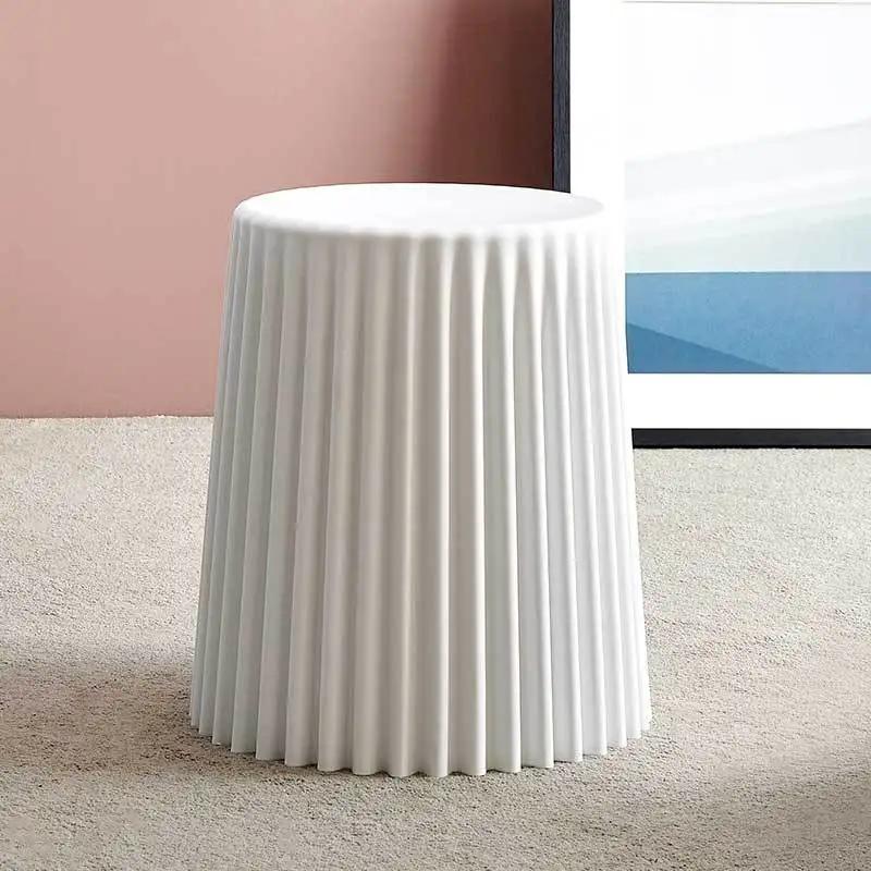 Creative Nordic Plastic Stool Thickened Round Stools for Living Room Fashionable Beautiful Corrugated Bucket Cut Surface Stool
