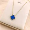 High Quality Four-Leaf Clover Necklace Female Double-Sided Pendant Black And White Mother-Of-Pearl Carnelian Agate Lock Collarbone Chain