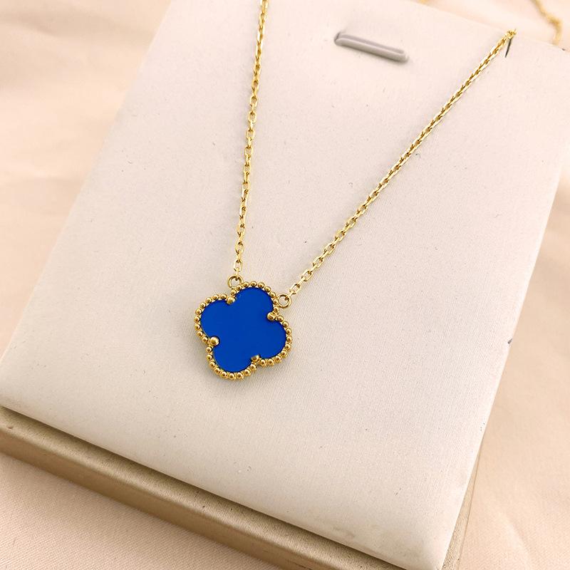 High Quality Four-Leaf Clover Necklace Female Double-Sided Pendant Black And White Mother-Of-Pearl Carnelian Agate Lock Collarbone Chain