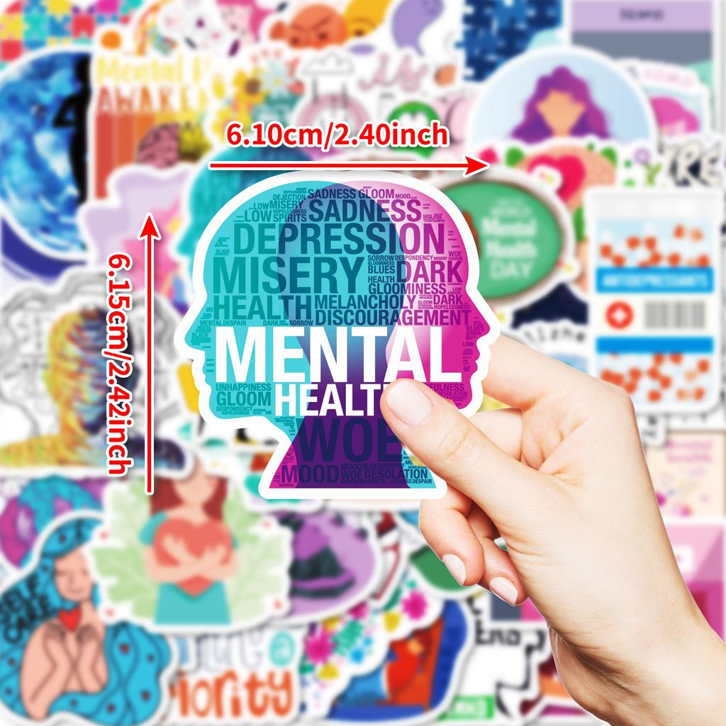 50 Hand Painted Mental Health Graffiti Decorative Stickers Diy Skateboard Water Cup Flat Decorative