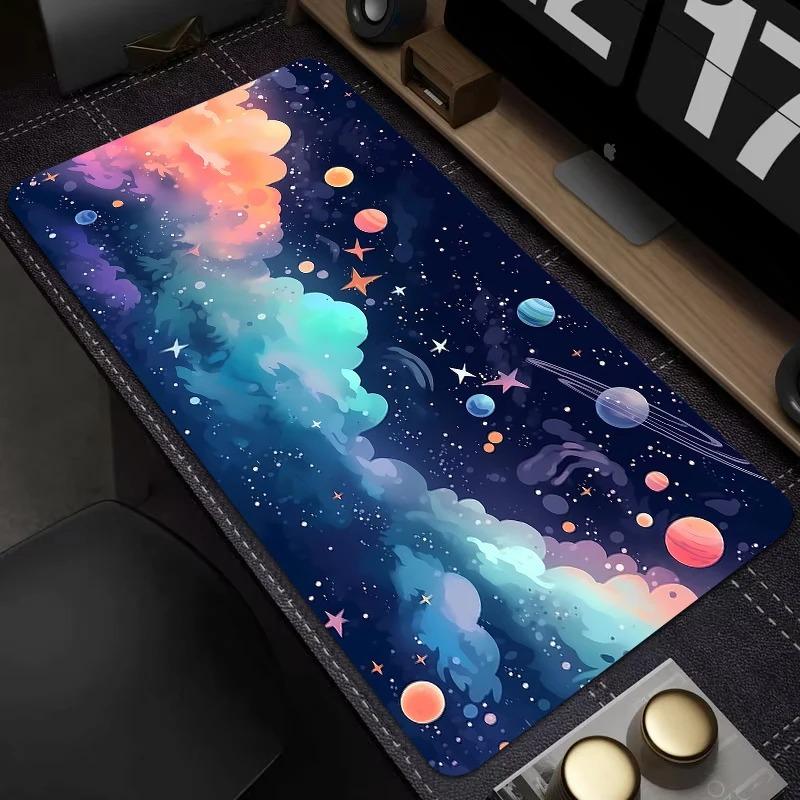 Starry Sky Planet Mouse Pad Colourful Stylish Design Large Non-Slip Computer Office Table Mats Keyboard Long Carpet Galaxy Rug