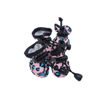 Wasserdichte Hundeschuhe für kleine Hunde Katze Rutschfest Reflektierend Welpenstiefel Leopardenmuster Verstellbar Französische Bulldogge Mops Haustier Schuhwerk
