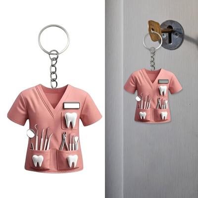 Portachiavi Uniforme Infermiere Dentale Professionale Acrilico Regalo di Apprezzamento per Personale Medico Accessorio Leggero Durevole