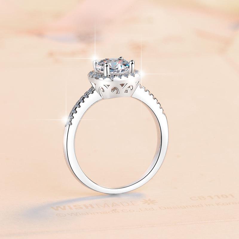 Pierścionek zaręczynowy z moissanitem 1CT, kolor D, dla kobiet, srebro 925, pozłacany, pierścionki solitaire