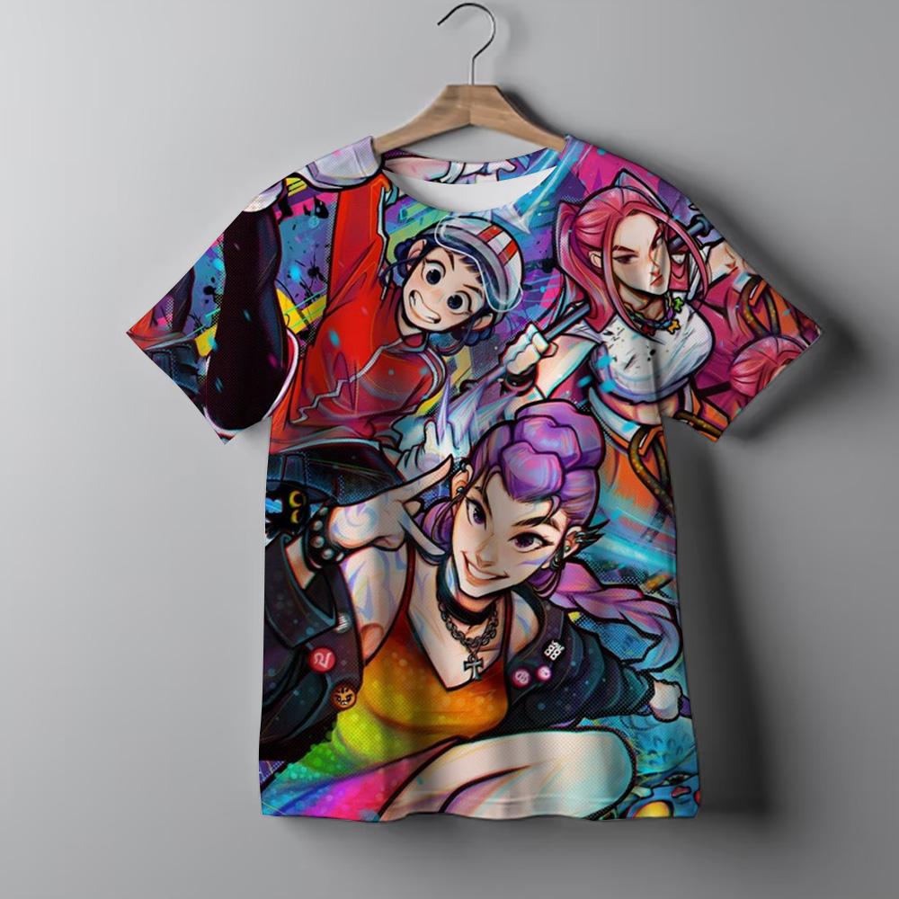 Y2K KPop Demon Hunters Kids T-shirt Cartoon Figure Printed Tops Tees Boys Girls Casual Short Sleeve Tshirt Children's Clothing