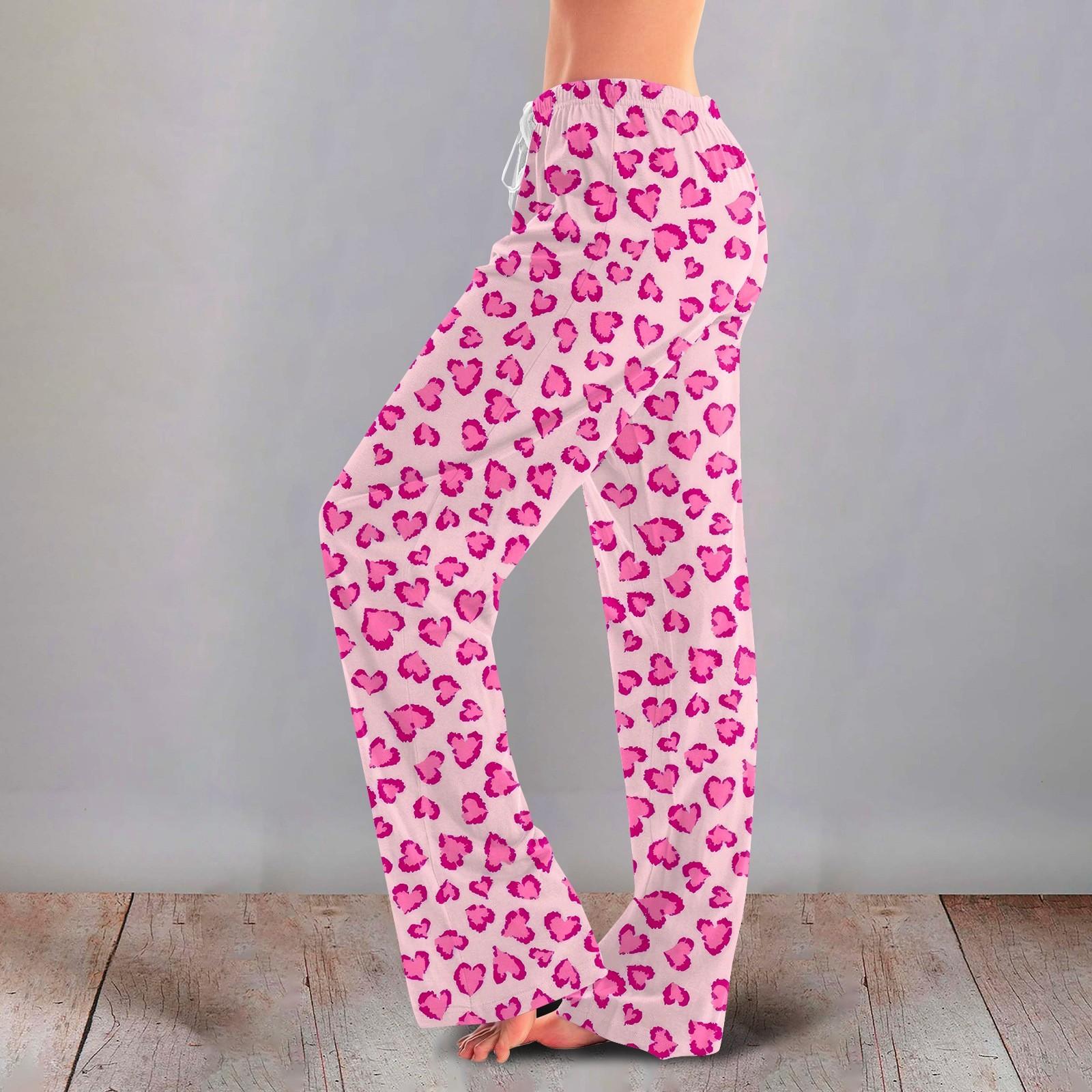 

Женские милые брюки с цветочным принтом на завязках, повседневные пижамные брюки S розовый