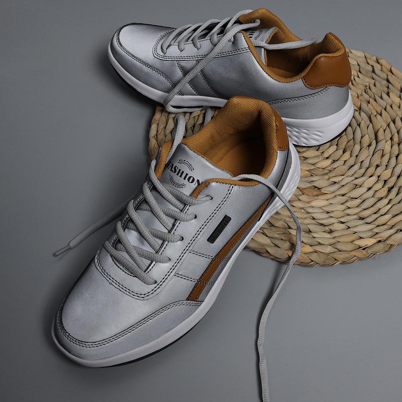 Men's Casual Pu Leather Shoes Outdoor Spring/Autumn Comfortable Flat Walking Sneakers