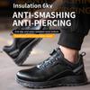 Insulation 6KV Black Leather Work Safety Shoes For Men Anti Smashing Steel Toe Cap Boots Non-slip Indestructible Male Footwear