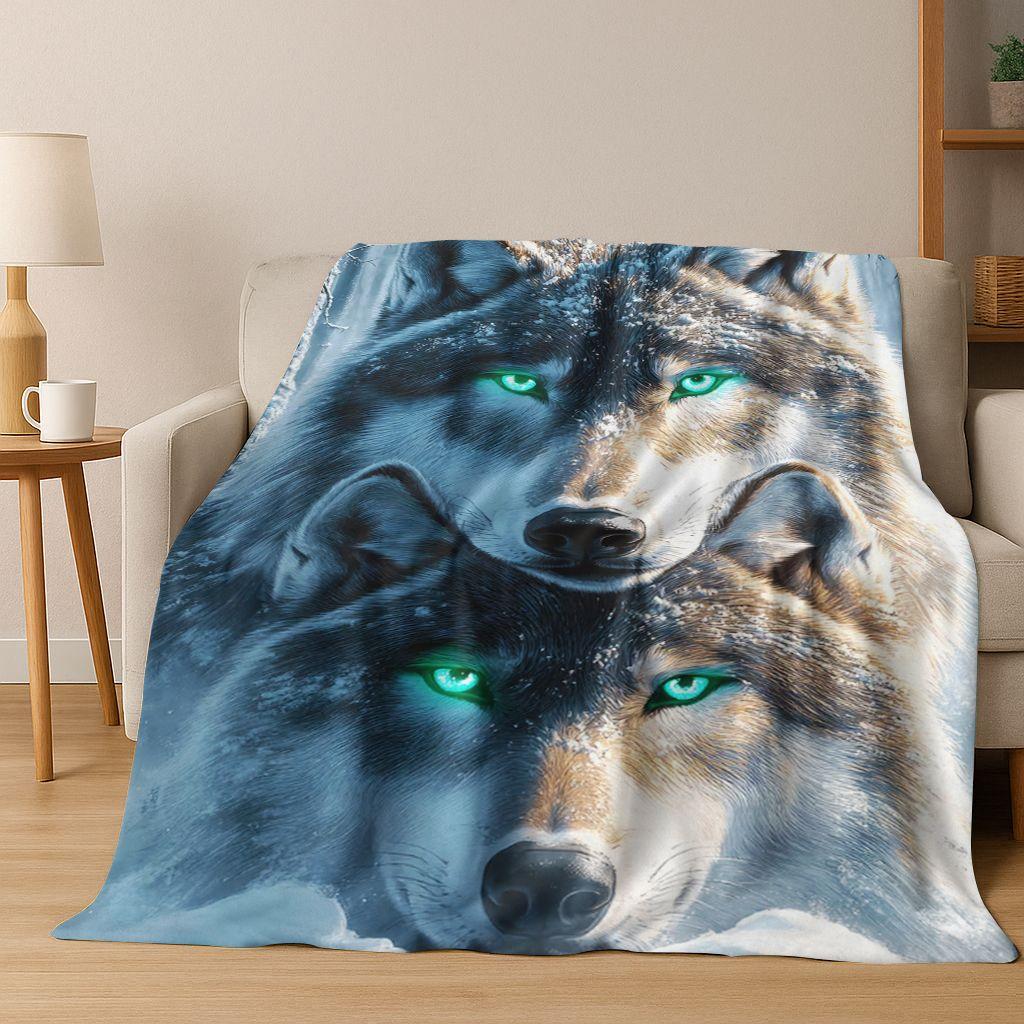 Norse Mythology Fenrir Wolf Beast Cartoon Flannel Blanket,Cozy Soft Throw Blanket for Home Bedroom Bed Sofa Picnic Cover Kids