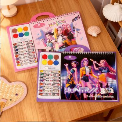 Libro de Dibujo y Coloreo Kpop Cazador de Demonios para Niños - Dibujo Lineal de Dibujos Animados y Anime, Cuaderno de Bocetos para Niños Pequeños | Regalo de Vacaciones para Niños