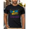 European Sizes Plus Size Men's Summer T-shirt, Kicking Cancer S Butt Graphic Print Short Sleeve Tees Trend Casual Tops For Daily Life