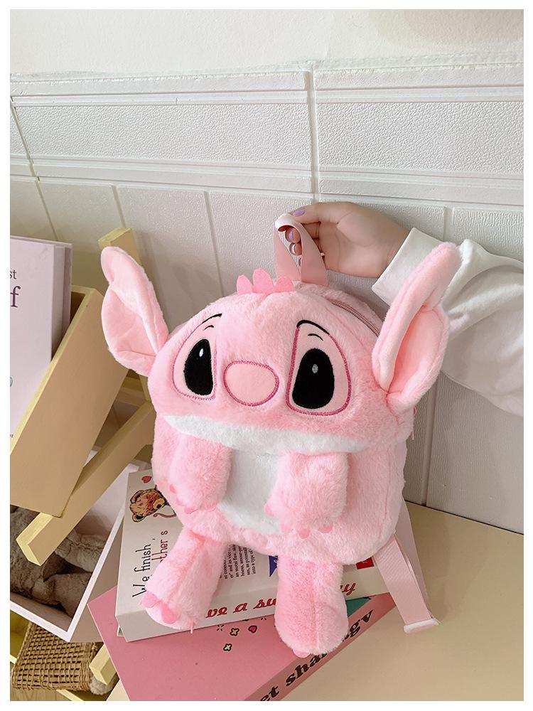 Stitch Cartoon Plush Doll Backpack - Cute & Fluffy Bag for Girls
