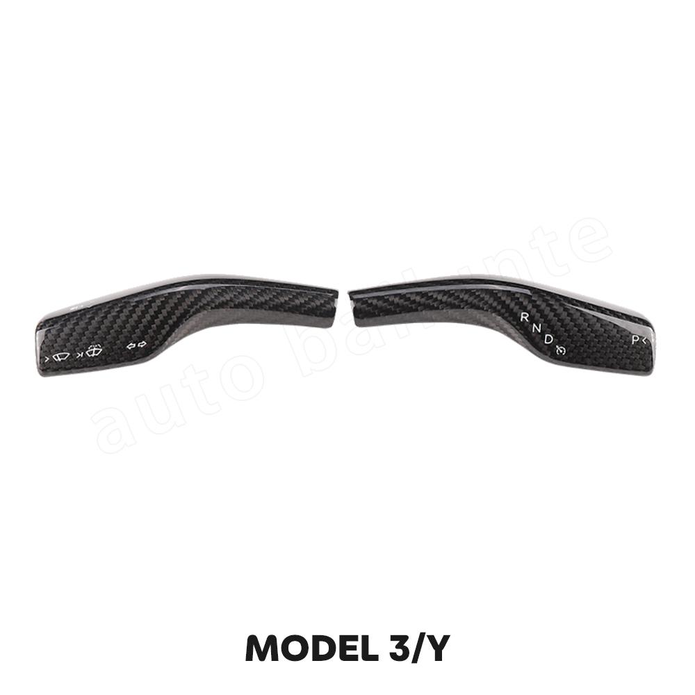 For Tesla Model 3 Model Y 2023 2022  Accessories Carbon Fiber Sticker Car Steering Wheel Cover Gear Shift Cover